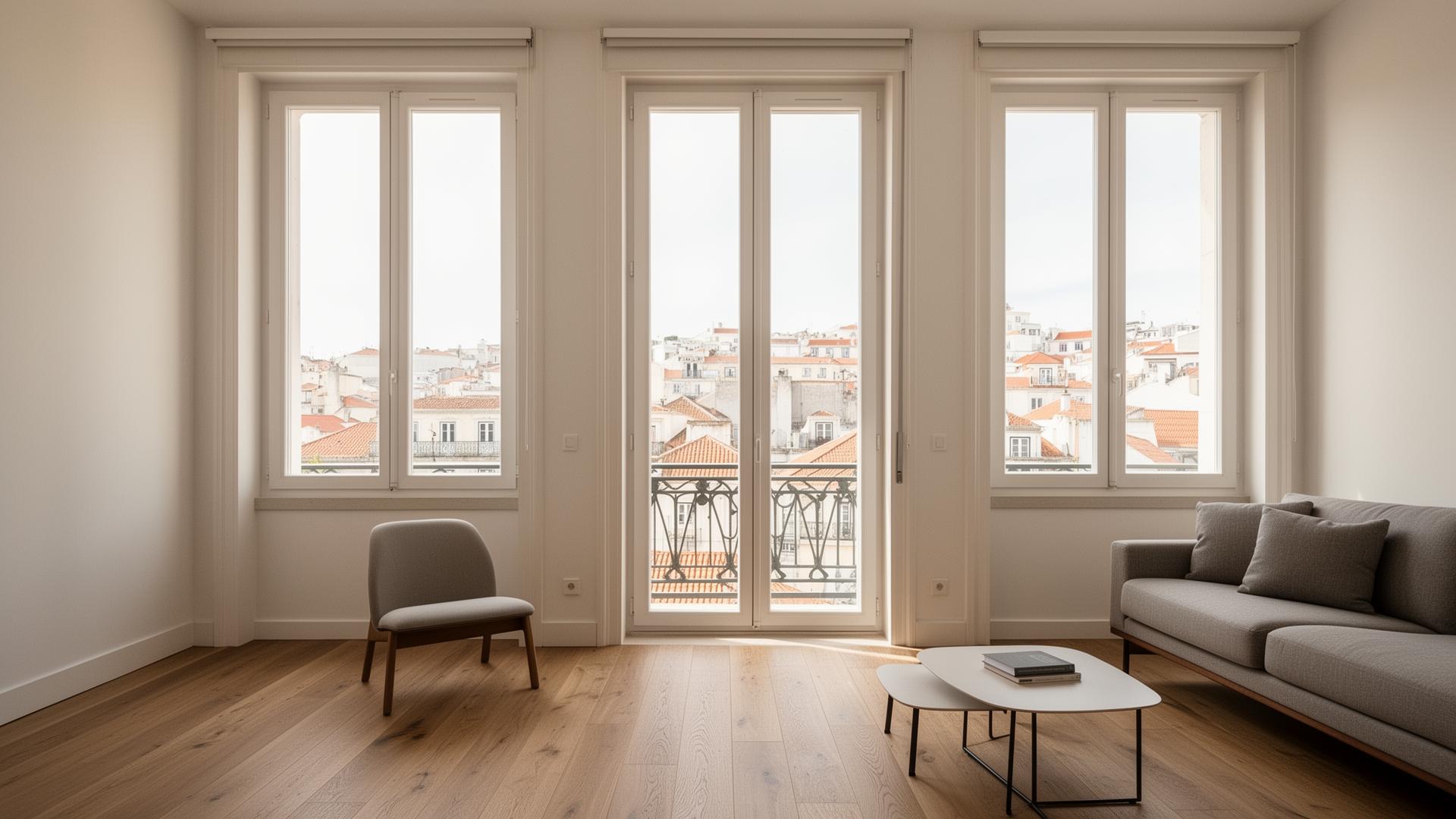 Janelas PVC instaladas num apartamento em Lisboa com vista para a cidade